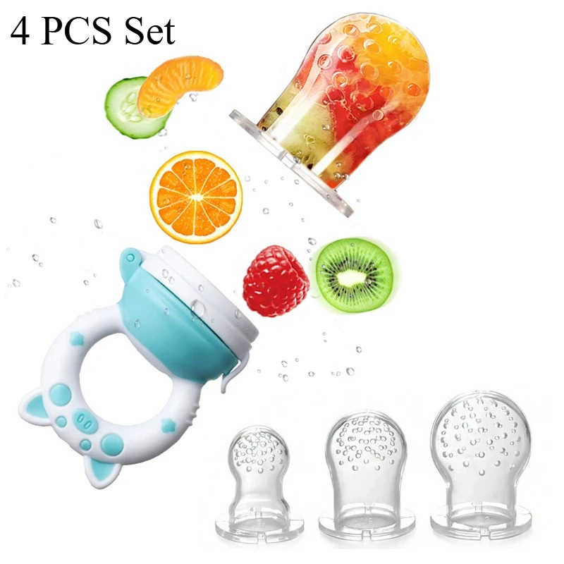 Baby Food Bites - 4-teiliges Set Silikon-Obst- und Gemüsefütterer für
