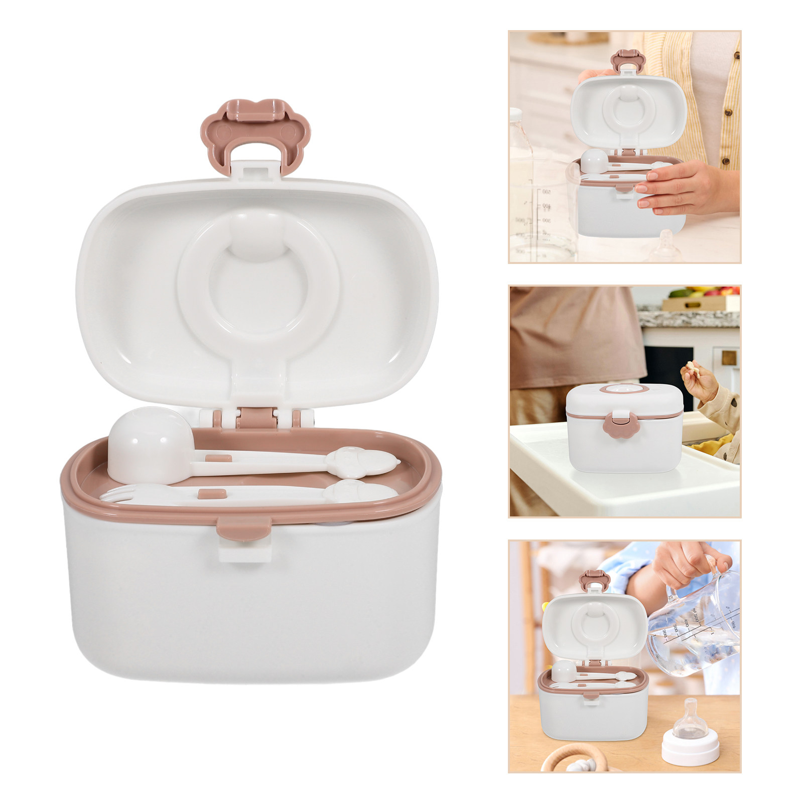 Formula Dispenser Portable - Reisebehälter für Babynahrung mit integriertem Löffel,