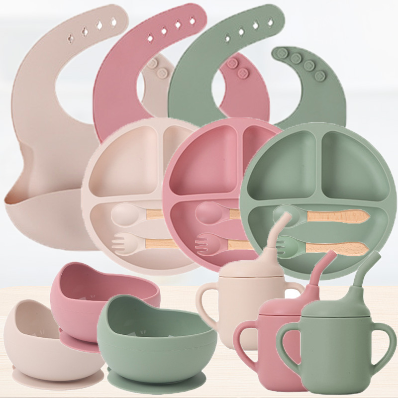 Baby Food Bites - Kinder-Silikon-Geschirr-Set für Babys, ergänzendes Essen, Training,