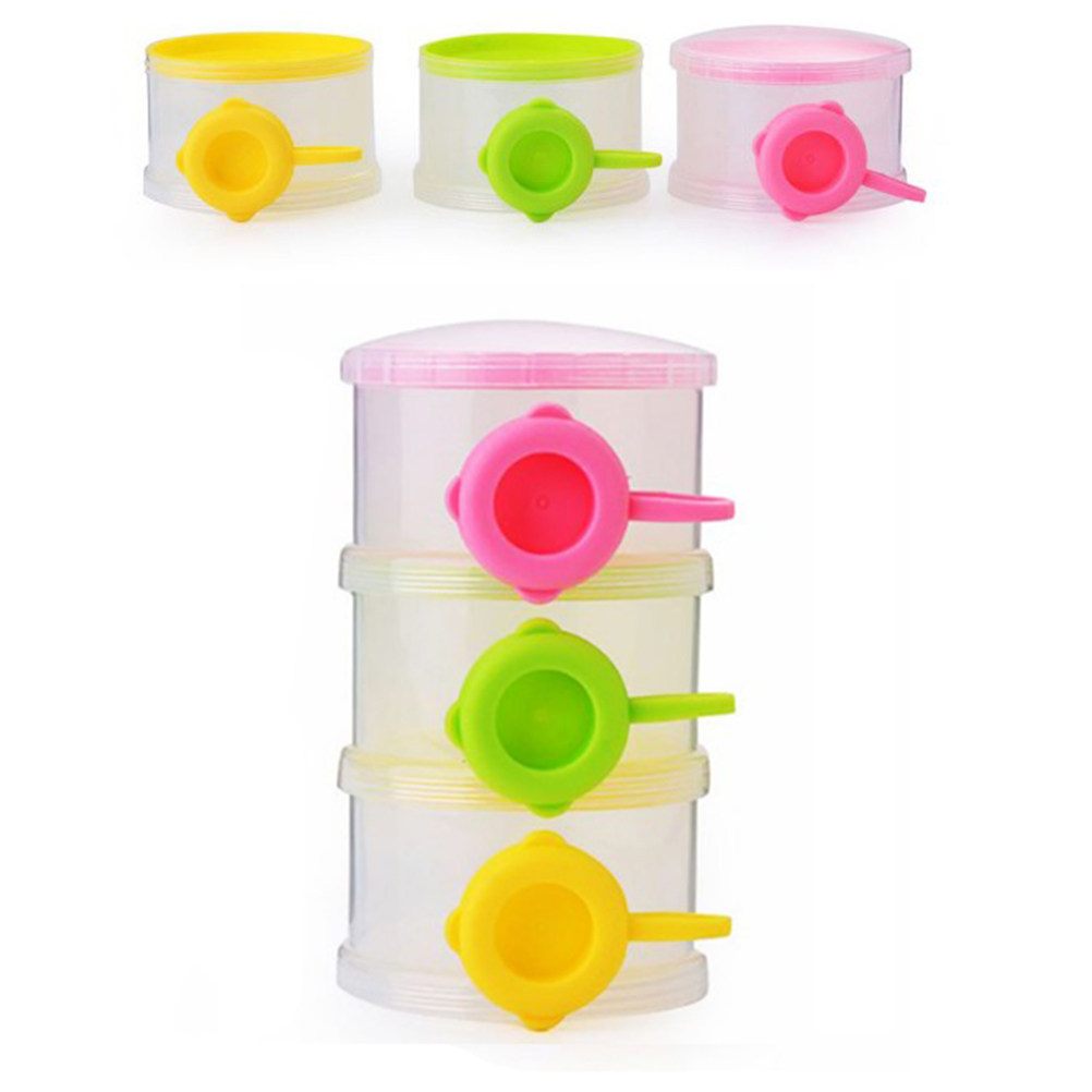 Formula Dispenser Portable - 3-Schichten Tragbarer Babymilchpulver-Spender Stapelbarer Auslaufsicherer Behälter