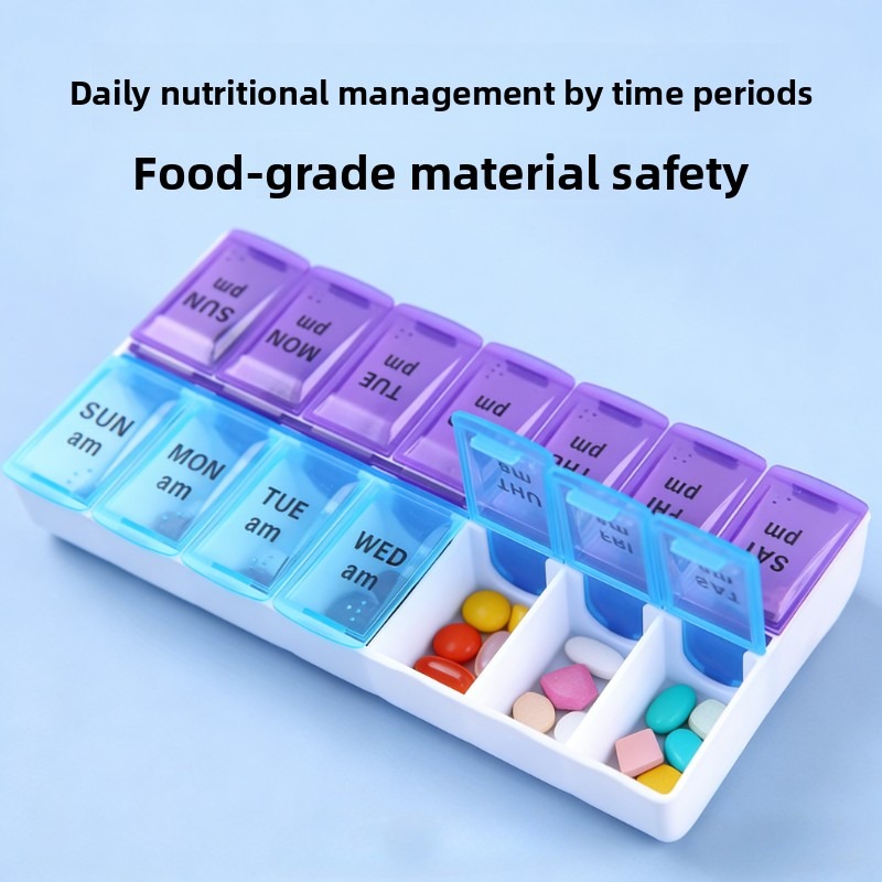 Formula Dispenser Portable - Tragbarer Reise-Pillenorganizer 7-Tage-Fächerbox mit 14 Fächern