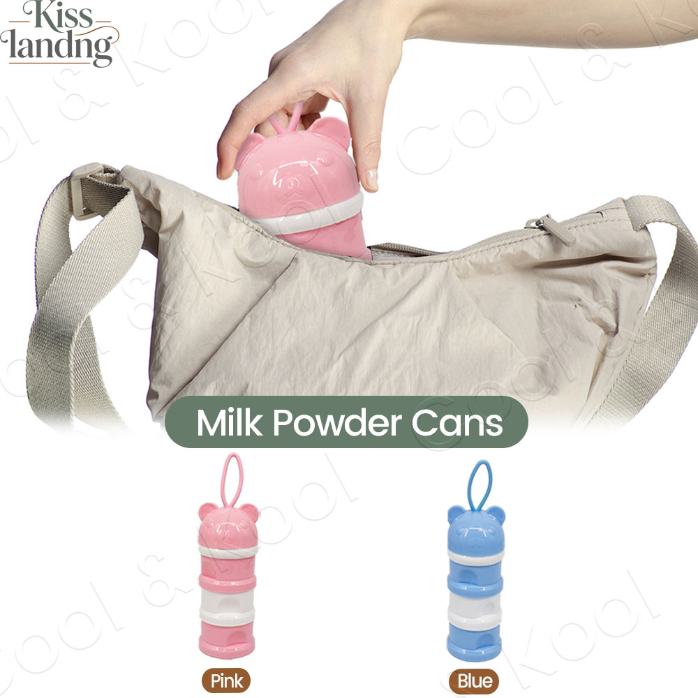 Formula Dispenser Portable - 3-Schichtiger Tragbarer Milchpulver-Dosierer, Bären-Design mit Auslaufsicheren