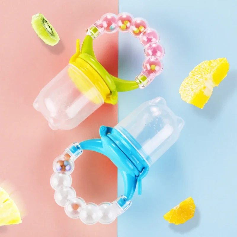 Baby Food Bites - Baby-Nahrungsergänzungslöffel mit Klingel, Saftextraktor, Schnuller, Silikon-Beißring