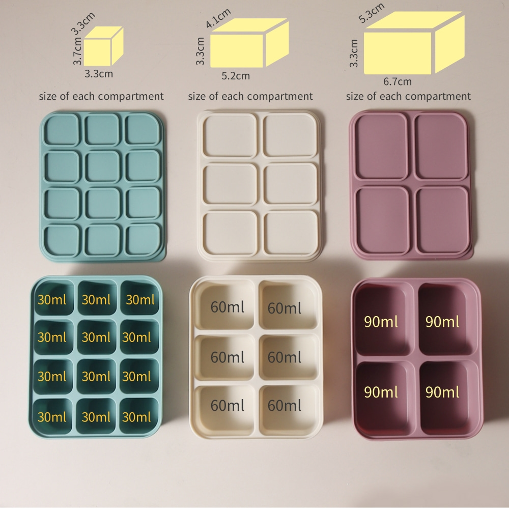 Baby Food Delivery - Baby-Eiswürfelform aus Silikon mit Deckeln, flexible