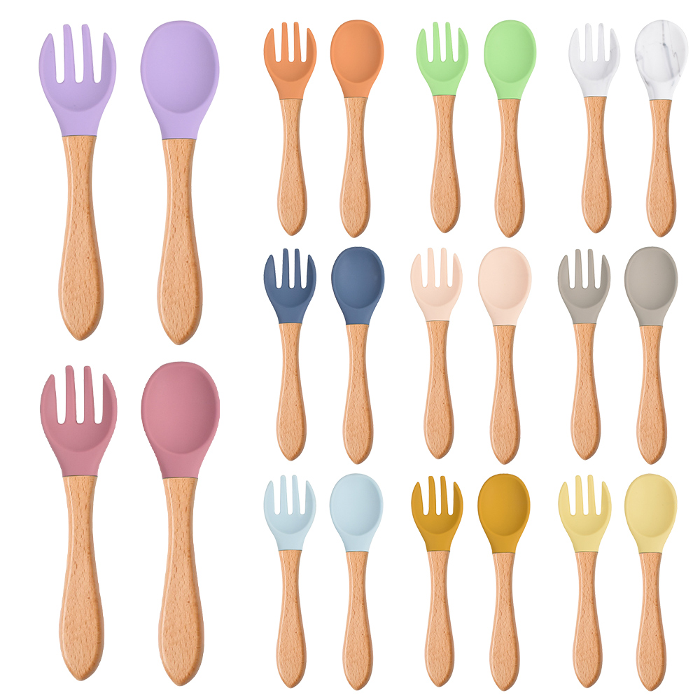 Baby Food Lunch - 2 Teile/satz Baby Silikon Löffel Gabel